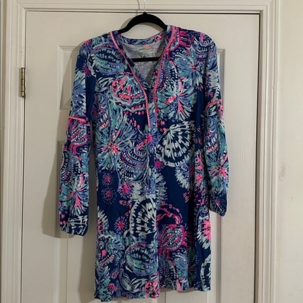 Lilly Pulitzer Blue and Pink Long Sleeve Sundress